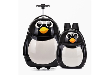 Afbeelding van Ceruzo Handbagage Koffer & Rugzak – Pinguïn-Design voor Coole Kleine Reizigers!