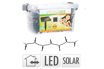 Afbeelding van Solar Lichtsnoer 400 LED – 24 + 4 Meter Warm Wit | Met Bewaarbox & Flitsfunctie