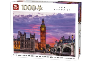 Afbeelding van King Legpuzzel Big Ben Clock And Parliament House London - 1000 stukjes - Bied mee en geniet van uren puzzelplezier