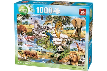 Afbeelding van King legpuzzel ‘Wilde Dieren’ – 1000 stukjes met een kleurrijke en gedetailleerde afbeelding van majestueuze dieren in hun natuurlijke habitat
