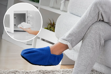 Afbeelding van Verwarmde slippers, op te warmen in de microgolfoven - kleur Blauw