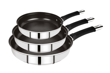 Afbeelding van Bergner Alena Koekenpannenset – 3-delig RVS voor Elke Warmtebron, inclusief Inductie