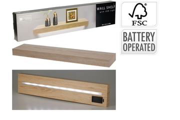 Afbeelding van Wandplank met LED-verlichting – Stijlvolle bruine eyecatcher