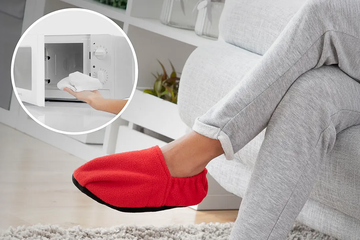 Afbeelding van Verwarmde slippers, op te warmen in de microgolfoven - kleur Rood