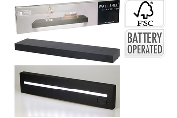 Afbeelding van Wandplank met LED-verlichting – Stijlvolle zwarte eyecatcher