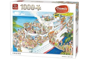 Afbeelding van Duik in een wereld vol humor en detail met de King legpuzzel ‘Cruise Comic Collection’ – 1000 stukjes boordevol kleurrijke en levendige cruise-taferelen!