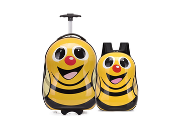 Afbeelding van Ceruzo Handbagage Koffer & Rugzak – Bij-Design Vol Zoemend Reisplezier!