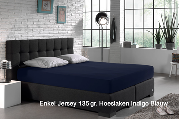 Afbeelding van Set van 2 Dreamhouse enkel Jersey Hoeslakens - afmeting 190/200 x 200/220 - verkrijgbaar in verschillende kleuren
