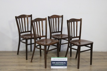 Afbeelding van Set van 4 Vintage Houten Caféstoelen
