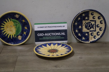 Afbeelding van Set van 3 Decoratieve Handgeschilderde Borden'