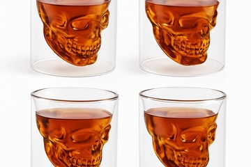 Afbeelding van Whisky Glazen Set van 4 Stuks – Stoer Schedeldesign