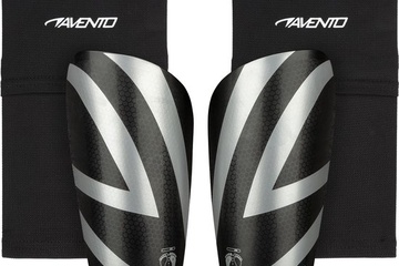 Afbeelding van Avento Scheenbeschermers - Met Sok - Zwart/Zilver - Maat XL