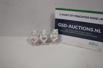 Afbeelding van Set van 3 Vintage Keramische Konijntjes