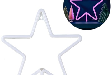 Afbeelding van Neon verlichting Star op batterij roze 28 cm