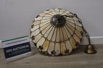 Afbeelding van Vintage Tiffany-Stijl Hanglamp met Glas-In-Lood Kap