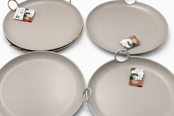 Afbeelding van 4x ronde metalen tray met handgrepen 40,6 cm
