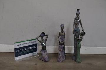 Afbeelding van Set van 3 Decoratieve Afrikaanse Vrouwenbeelden