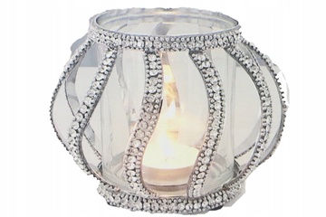 Afbeelding van 3x DecoTheelichthouders zilver- strasssteentjes
