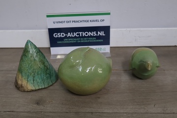 Afbeelding van 3 Groen Keramische Abstracte Figuren