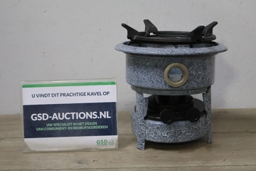 Afbeelding van Vintage Grijsgewolkt Emaillen Petroleumstel