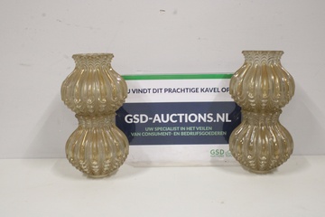 Afbeelding van Set van 4 Vintage Geelglazen Lampenkapjes