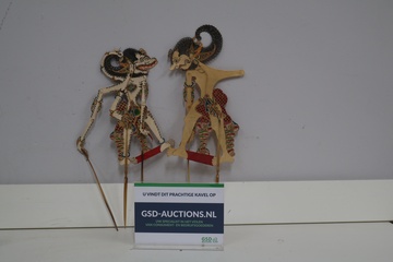 Afbeelding van Set van 2 Javaanse Wayang Kulit-schaduwpoppen