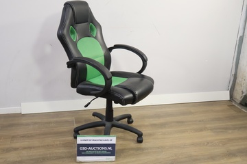 Afbeelding van Zwart/Groene Leren Game-Bureaustoel van TecTake