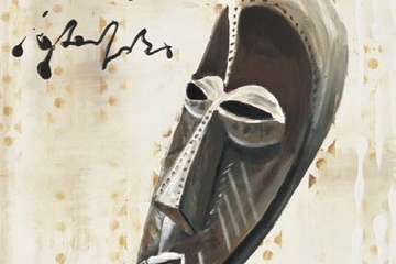 Afbeelding van Elki, African Mask, Afm: 50x50 cm