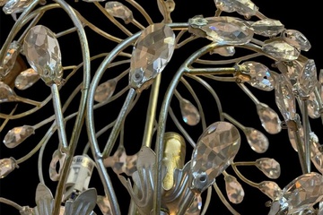 Afbeelding van Goudkleurige Kroonluchter rond met kristallen(nieuw in doos)