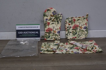 Afbeelding van Luxe keuken set met ovenwant, pannenlap en keukenshort