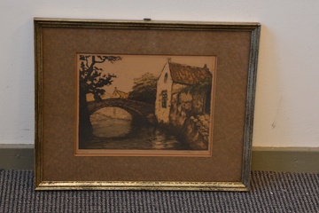 Afbeelding van Fraaie ingelijste ets van Willem Weer: Brugge