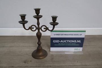 Afbeelding van Antiek 3-Armige Kandelaar van Messing