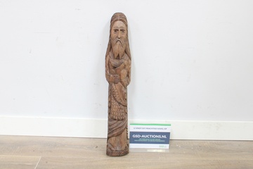 Afbeelding van Houten beeld van een biddende man met lang haar en baard