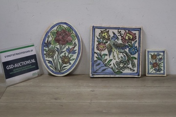 Afbeelding van Set van 3 Antieke Perzische Qajar Tegels