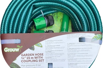 Afbeelding van Tuinslang+koppelingen en sproeier 15meter