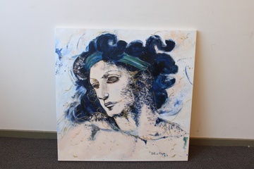 Afbeelding van Schilderij van N. vd Meyden: Vrouwenhoofd'''