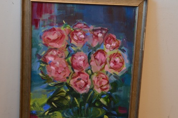 Afbeelding van Ingelijst schilderij van Ros K.: Stilleven v Rozen