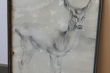 Afbeelding van Ingelijste prent 'Hertje' van Han van Meegeren. 1921.