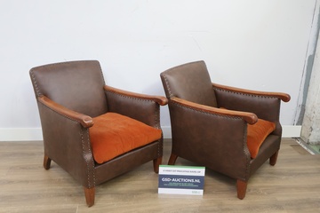 Afbeelding van Set van 2 Fauteuils - Lederen Bekleding - BOS