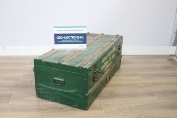 Afbeelding van Antiek Groen Houten Hutkoffer