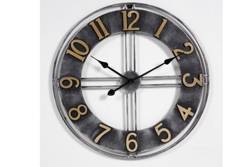 Afbeelding van LW Collection Wandklok Becka (60 cm) - Grijs/Zilver