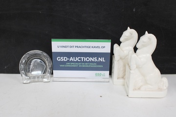 Afbeelding van Set van 2 Witte Paarden Boekensteunen