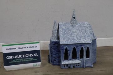 Afbeelding van Blauw Geglazuurde Theelichtkerk