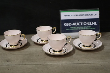 Afbeelding van Set van 4 Paar Kopjes & Schoteltjes van Plant Tuscan England