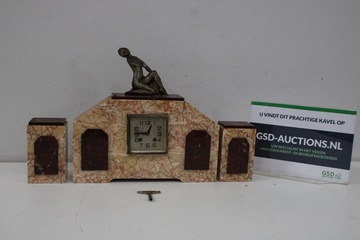 Afbeelding van Art-Deco Marmeren Klokstel uit Jaren'30