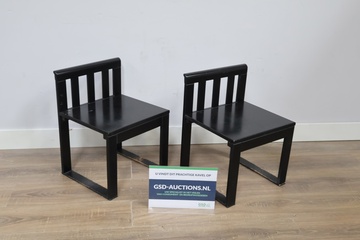 Afbeelding van Set van 2 Vintage Zwarte Kubusstoelen