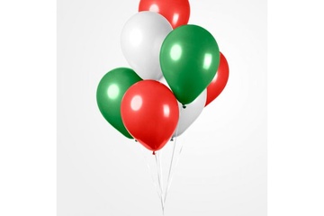 Afbeelding van Ballonnen – 5X 10st – groen/wit/rood – ø30cm