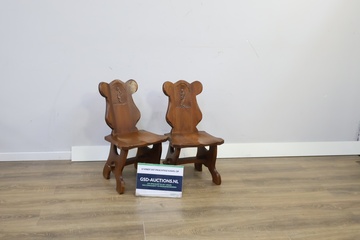 Afbeelding van Set van 2 Antiek Houten Kinderstoelen