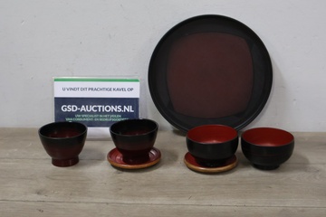 Afbeelding van Set van 5 Stuks Oosters Lakwerk Servies'