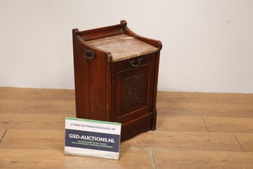 Afbeelding van Antieke Kolenkittafel met Marmeren Blad & Metalen Binnenbak